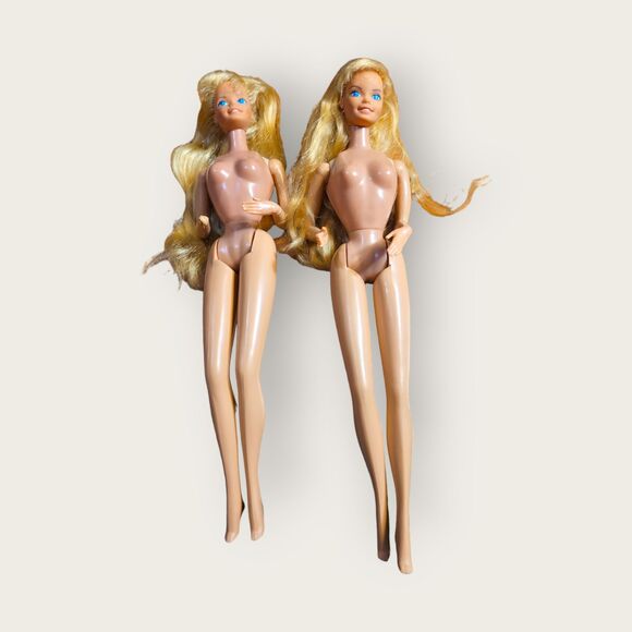 (2) Vtg Barbies with Button on back - Picture 1 of 8